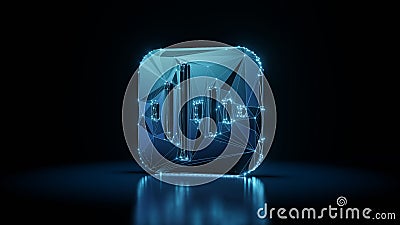 3d rendering wireframe neon glowing icon of voice memos app on black background with reflection Stock Photo