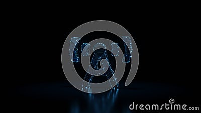 3d rendering wireframe neon glowing symbol of broadcast tower on black background with reflection Stock Photo