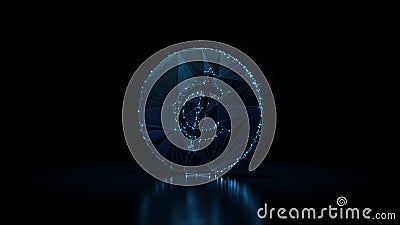 3d rendering wireframe neon glowing symbol of cent on black background with reflection Stock Photo