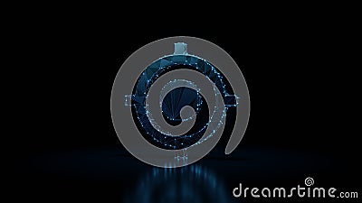 3d rendering wireframe neon glowing symbol of gps fixed indicator on black background with reflection Stock Photo