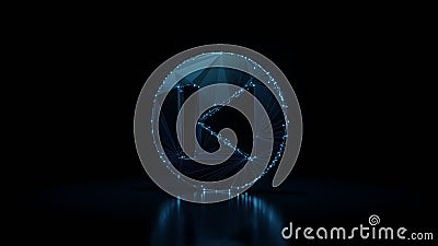 3d rendering wireframe neon glowing symbol of previous on black background with reflection Stock Photo