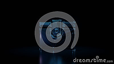 3d rendering wireframe neon glowing symbol of wallet on black background with reflection Stock Photo