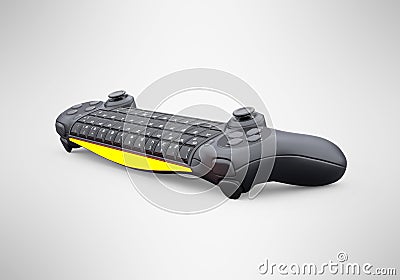 3d rendering wireless joystick with keyboard included isolated on gray background with shadow Stock Photo