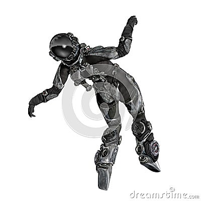 Female Astronaut Floating in Space Pose Stock Photo