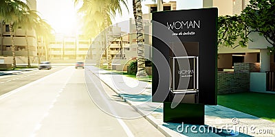 woman perfume advertising on billboard at suburbs Stock Photo