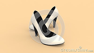 3D rendering of womans shoes high heels female shoe pair isolated Stock Photo