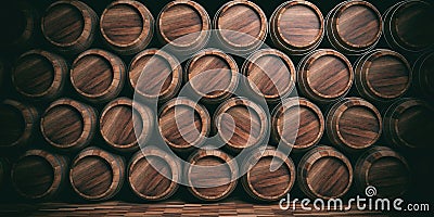 3d rendering wooden barrels background Stock Photo