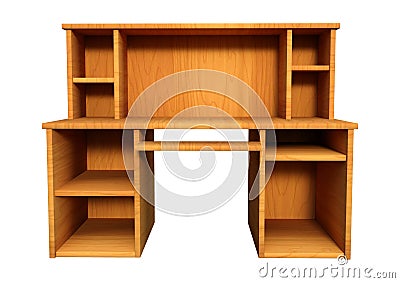 3D Rendering Wooden Desk on White Stock Photo