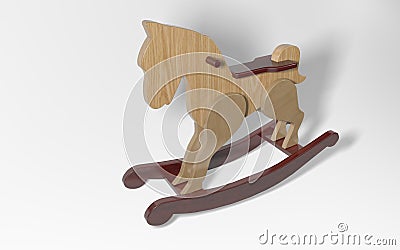 3d rendering Wooden rocking horse Stock Photo