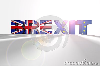 3D rendering the word `Brexit` with sun flare on a white background Stock Photo