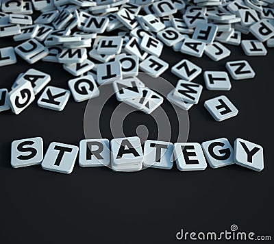 Strategy in letter tiles on black Stock Photo