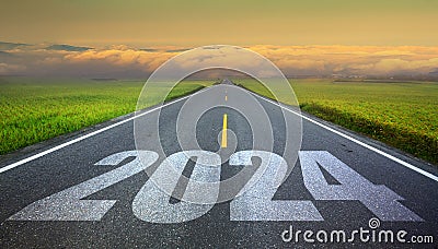 3d rendering of wording 2024 with nice backbround view Stock Photo