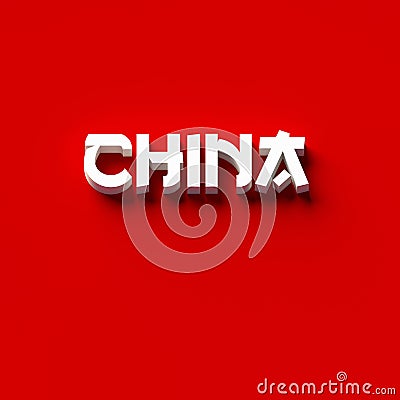 3D RENDERING WORDS `CHINA` Stock Photo