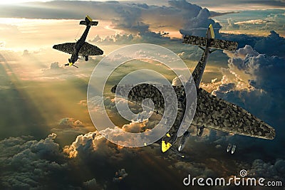 3D rendering of a world war two german dive bomber diving Stock Photo