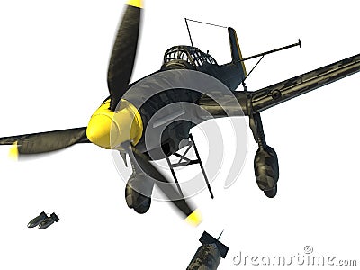 3D rendering of a world war two german dive bomber diving Stock Photo