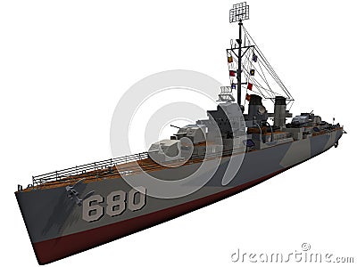 3d Rendering of a WW2 era Destroyer Stock Photo