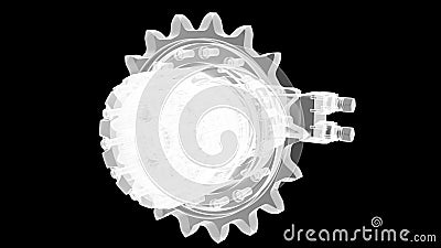 3D rendering - x-ray render of a mechanical assembly Cartoon Illustration