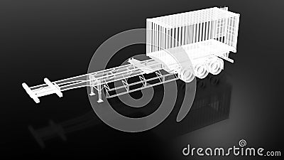 3D rendering - x-ray view of a small truck container Cartoon Illustration