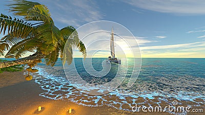 3D rendering of a yacht Stock Photo