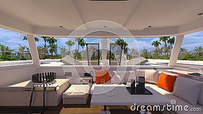 3D rendering of the yacht cabin Stock Photo