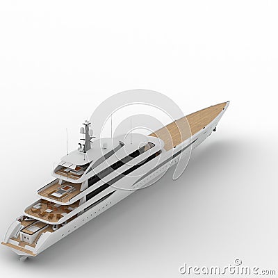 3D rendering of a yacht isolated on a white background. Stock Photo