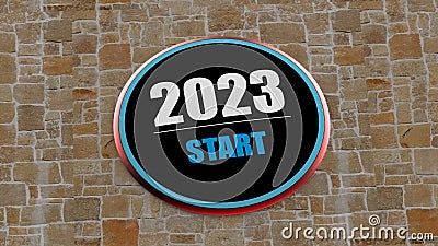 3d rendering of 2023 year start BTN Stock Photo