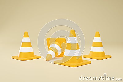 3D Rendering Yellow Traffic Cone Construction Isolated Unformatted Number Four Stock Photo