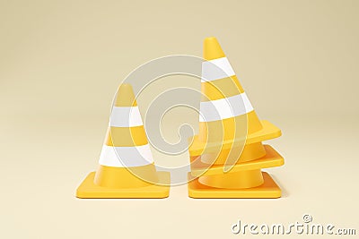 3D Rendering Yellow Traffic Cone Construction Isolated Unformatted Number Two Stock Photo