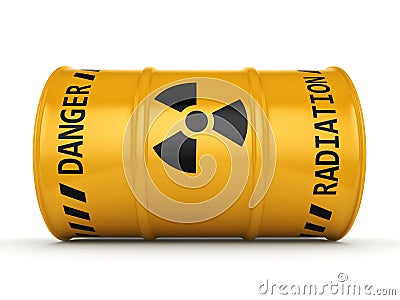 3D rendering Yellow radioactive barrel Stock Photo