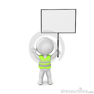 3D Rendering of yellow vest protester with sign Stock Photo