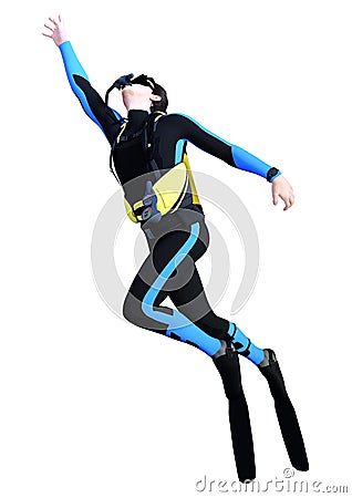 3D Rendering Male Diver on White Stock Photo