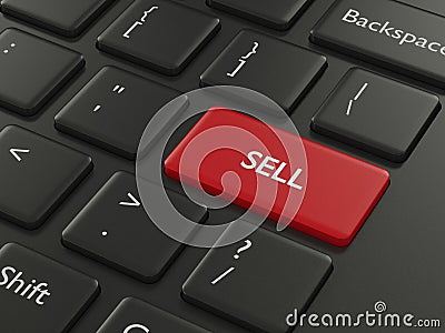 3d renderof computer keyboard with sell button Stock Photo