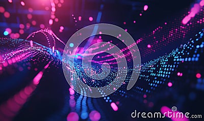 A 3D representation of binary code. Safeguarding digital data. Cyberspace data transmission. Future advancements in Stock Photo