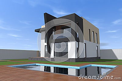 3d modern house design exterior Stock Photo