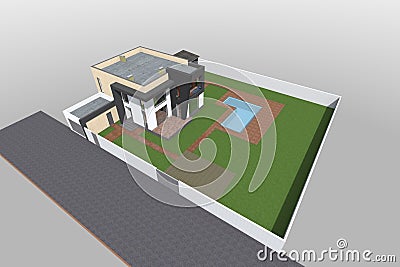 3d modern house design exterior Stock Photo