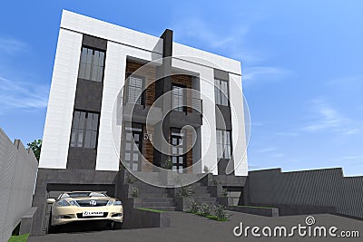 3d residential building design exterior Stock Photo