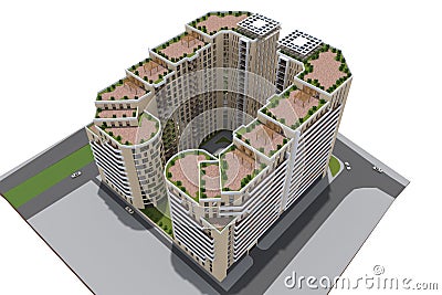 3d residential building render Stock Photo