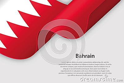 3d ribbon with national flag Bahrain isolated on white background Vector Illustration