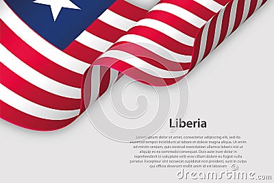 3d ribbon with national flag Liberia isolated on white background Vector Illustration