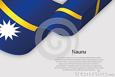 3d ribbon with national flag Nauru isolated on white background Vector Illustration