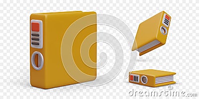 3D ring binder folder. Large realistic document pack. Clip file folder Vector Illustration