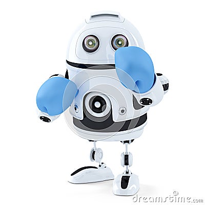 3d Robot in boxing gloves. Isolated. Contains clipping path Stock Photo