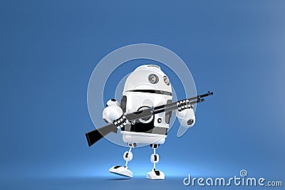 3D Robot with shotgun. Technology concept. 3D illustration. Contains clipping path Cartoon Illustration