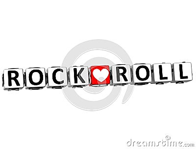 3D Rock Love Roll Button Click Here Block Text Stock Photo