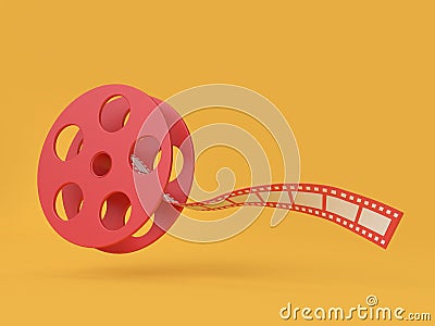 3d roll cinema-movie roll film cartoon style 3d render movie,cinema,entertainment concept Stock Photo