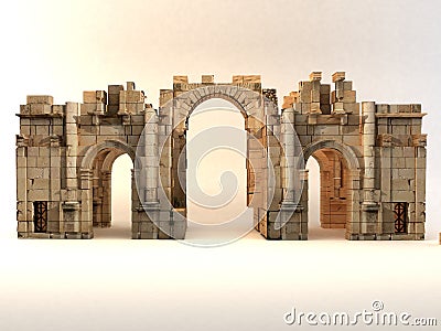 3D Roman Gate Stock Photo