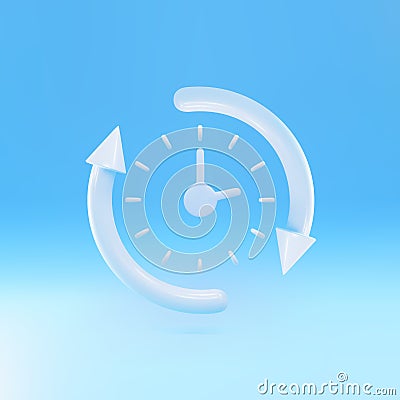 3d Round clock with arrow. Time keeping , measurement of time, time management and deadline, working hours concept. Vector Vector Illustration
