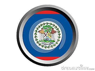 3D Round Flag of Belize Vector Illustration