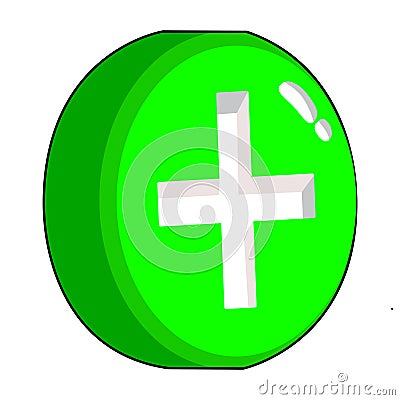 3D, Round green plus sign icons. Plus sign buttons. Vector illustration. Vector Illustration