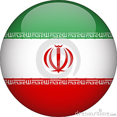 Iran 3D Rounded Flag Vector Button Icon Stock Photo